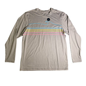 Burnside UPF 30+ Protection Shirt Men Medium Gray Striped Long Sleeve Active Top